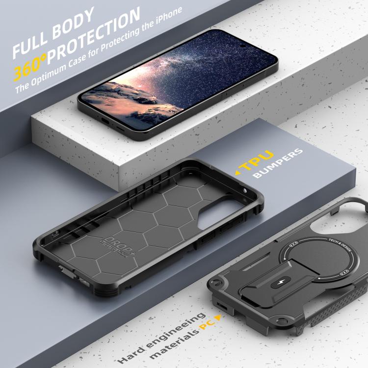 For Samsung Galaxy A05 Armor MagSafe Holder PC Hybrid TPU Phone Case