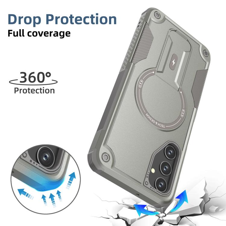 For Samsung Galaxy A05s Armor MagSafe Holder PC Hybrid TPU Phone Case