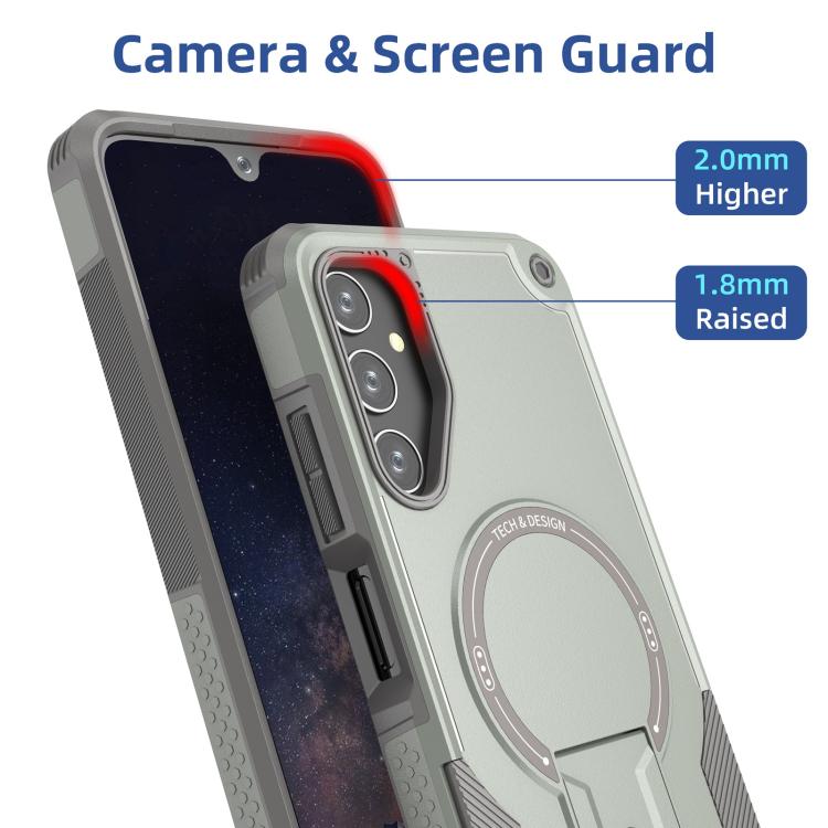For Samsung Galaxy A05s Armor MagSafe Holder PC Hybrid TPU Phone Case
