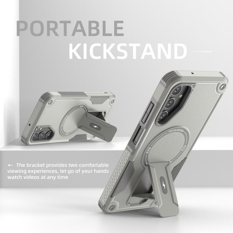 For Samsung Galaxy A05s Armor MagSafe Holder PC Hybrid TPU Phone Case