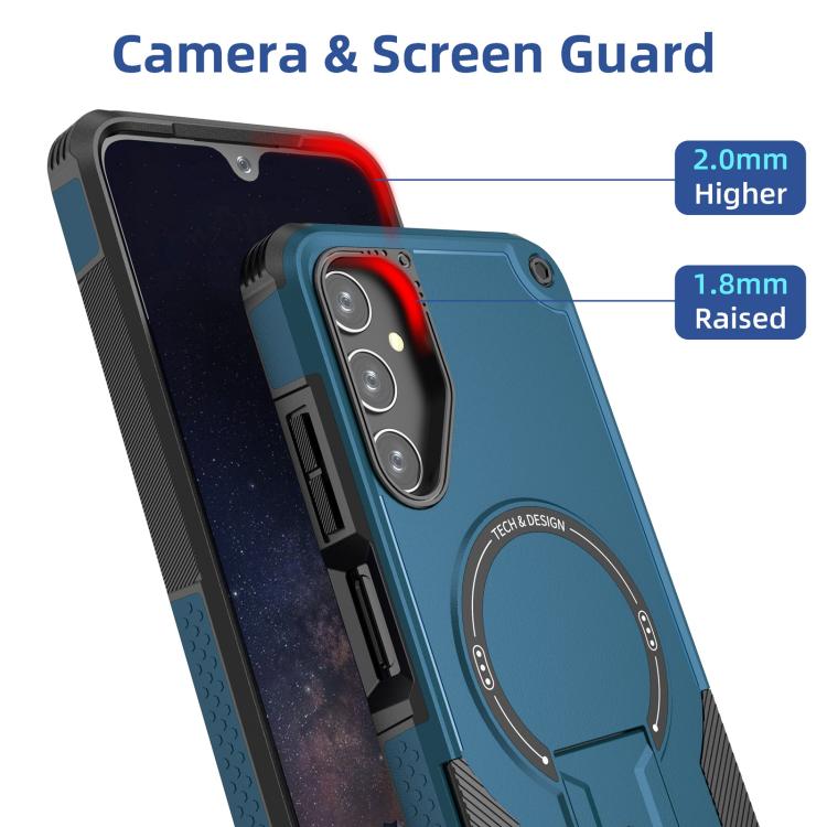 For Samsung Galaxy A05s Armor MagSafe Holder PC Hybrid TPU Phone Case