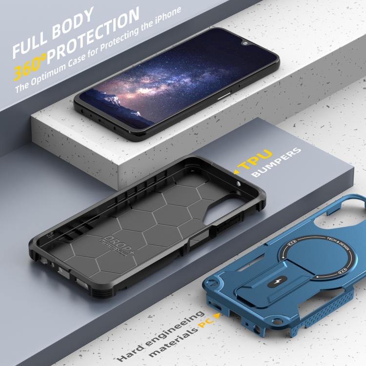 For Samsung Galaxy A05s Armor MagSafe Holder PC Hybrid TPU Phone Case