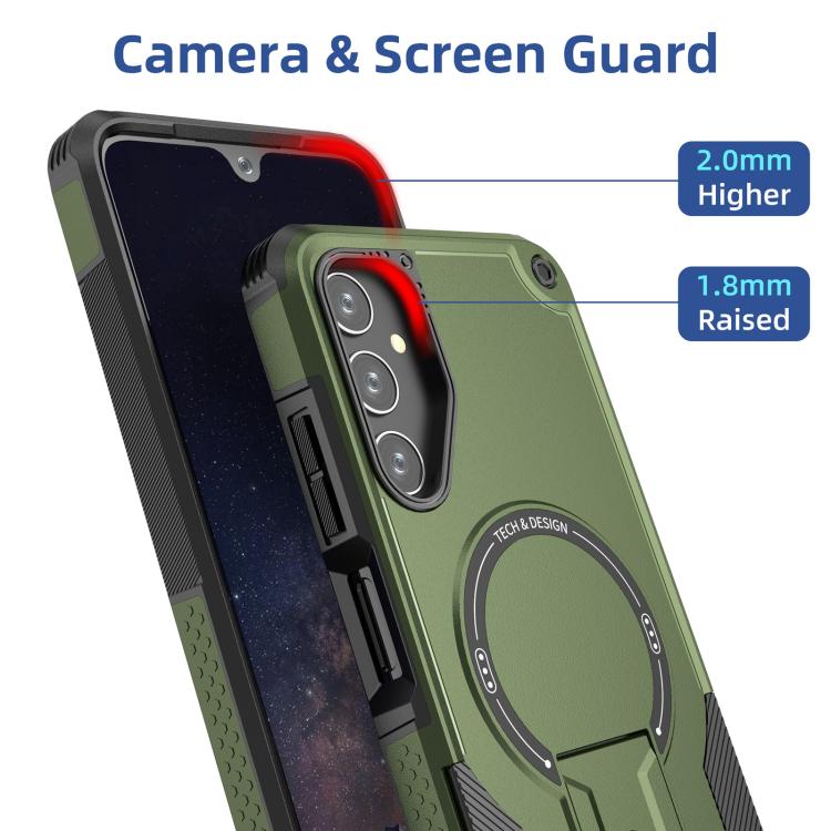 For Samsung Galaxy A05s Armor MagSafe Holder PC Hybrid TPU Phone Case
