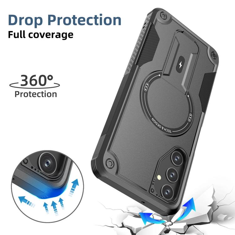 For Samsung Galaxy A05s Armor MagSafe Holder PC Hybrid TPU Phone Case