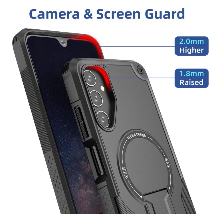 For Samsung Galaxy A05s Armor MagSafe Holder PC Hybrid TPU Phone Case