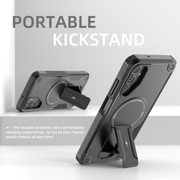 For Samsung Galaxy A05s Armor MagSafe Holder PC Hybrid TPU Phone Case