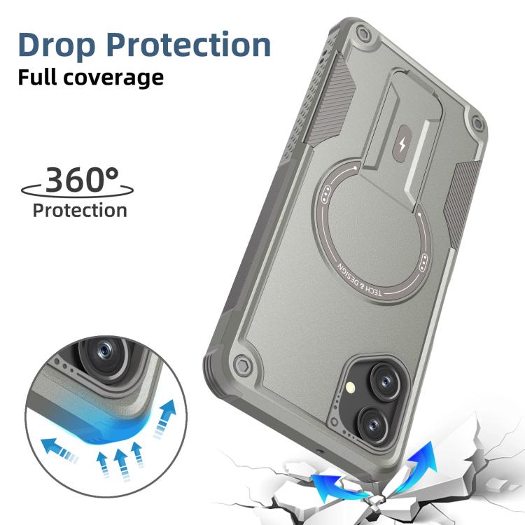 For Samsung Galaxy A06 4G / 5G Armor MagSafe Holder PC Hybrid TPU Phone Case