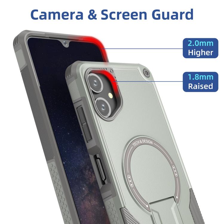 For Samsung Galaxy A06 4G / 5G Armor MagSafe Holder PC Hybrid TPU Phone Case