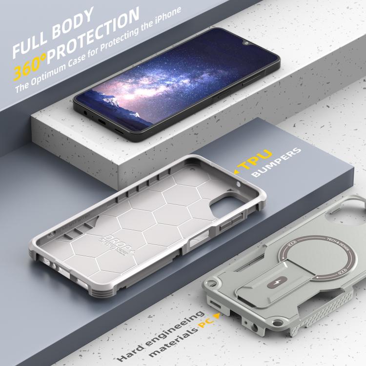 For Samsung Galaxy A06 4G / 5G Armor MagSafe Holder PC Hybrid TPU Phone Case