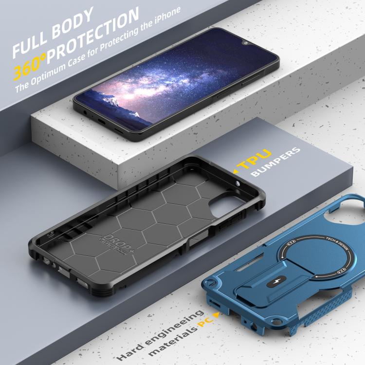 For Samsung Galaxy A06 4G / 5G Armor MagSafe Holder PC Hybrid TPU Phone Case