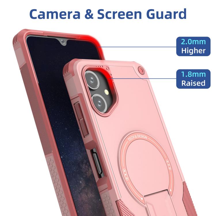 For Samsung Galaxy A06 4G / 5G Armor MagSafe Holder PC Hybrid TPU Phone Case