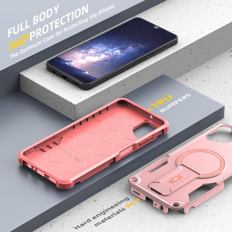 For Samsung Galaxy A06 4G / 5G Armor MagSafe Holder PC Hybrid TPU Phone Case