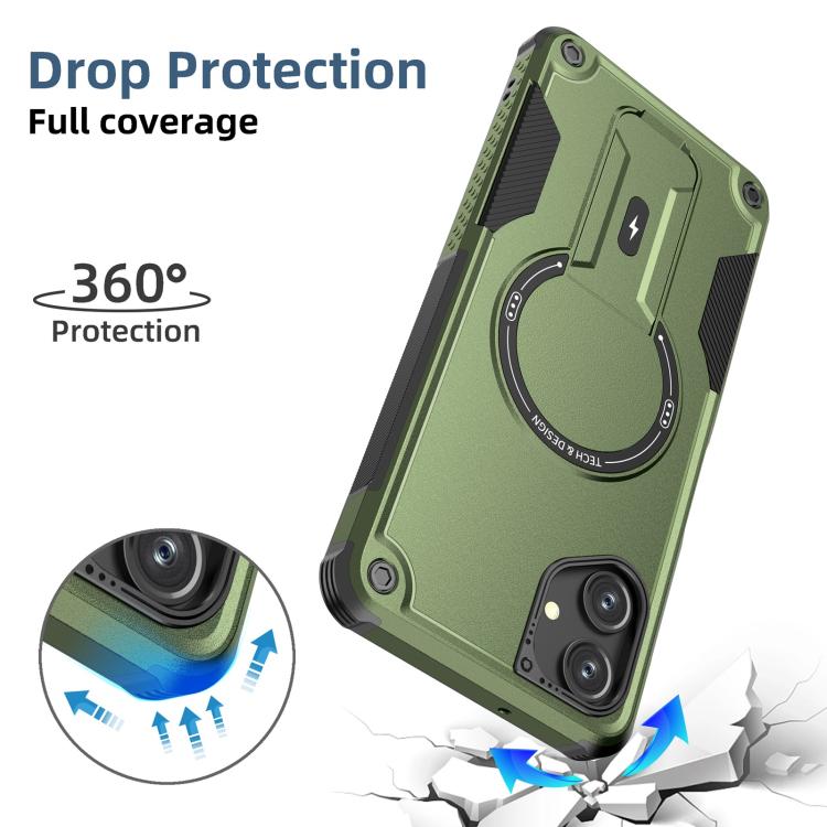 For Samsung Galaxy A06 4G / 5G Armor MagSafe Holder PC Hybrid TPU Phone Case