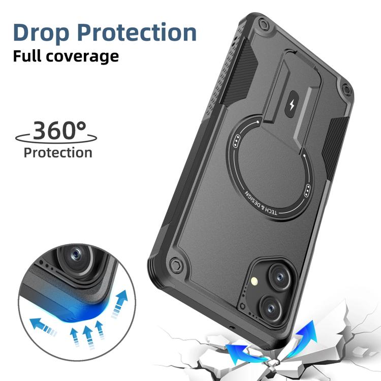For Samsung Galaxy A06 4G / 5G Armor MagSafe Holder PC Hybrid TPU Phone Case
