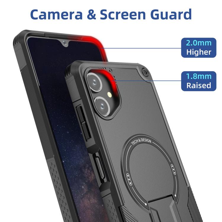 For Samsung Galaxy A06 4G / 5G Armor MagSafe Holder PC Hybrid TPU Phone Case