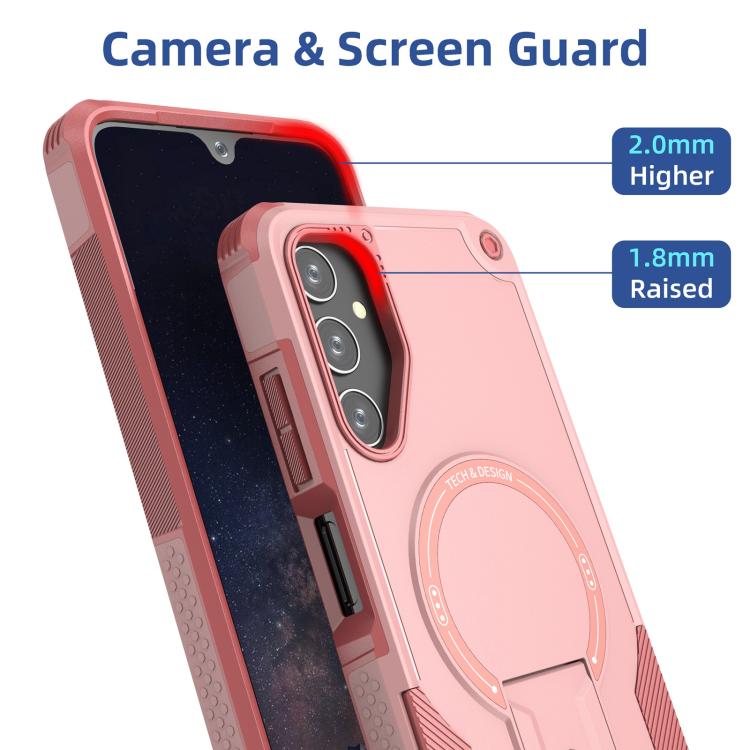 For Samsung Galaxy A14 4G / 5G Armor MagSafe Holder PC Hybrid TPU Phone Case