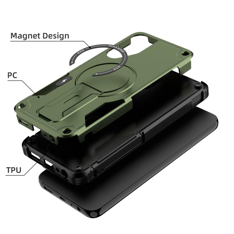 For Samsung Galaxy A14 4G / 5G Armor MagSafe Holder PC Hybrid TPU Phone Case