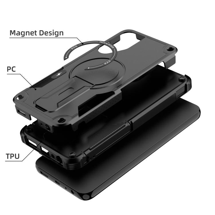 For Samsung Galaxy A14 4G / 5G Armor MagSafe Holder PC Hybrid TPU Phone Case