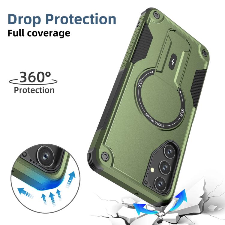 For Samsung Galaxy A15 4G / 5G Armor MagSafe Holder PC Hybrid TPU Phone Case