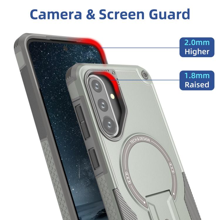 For Samsung Galaxy A36 / A56 5G Armor MagSafe Holder PC Hybrid TPU Phone Case
