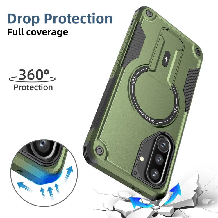 For Samsung Galaxy A36 / A56 5G Armor MagSafe Holder PC Hybrid TPU Phone Case