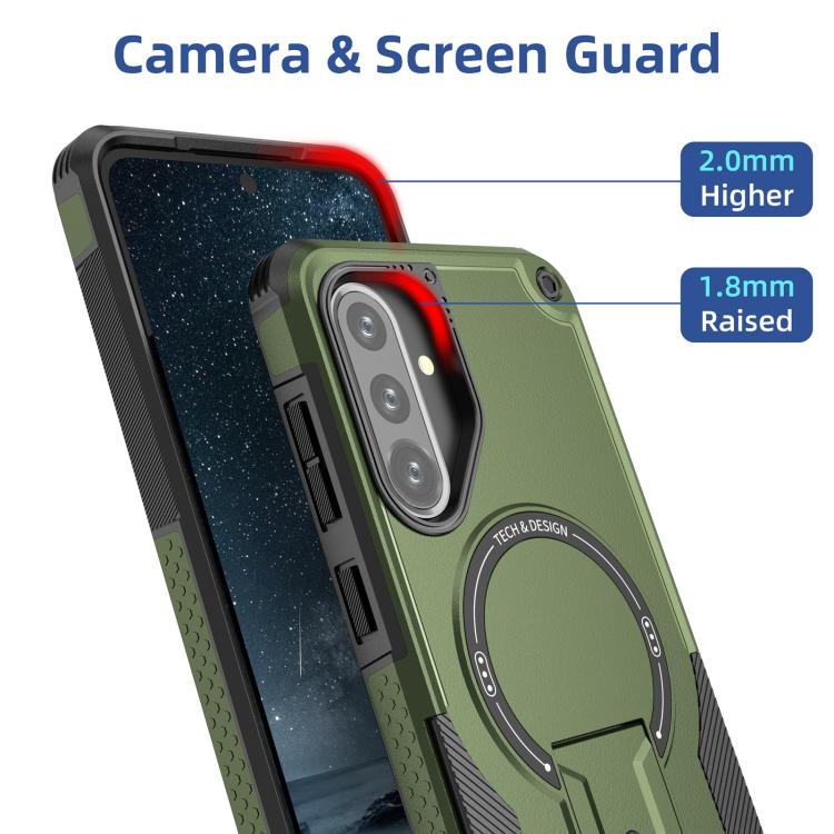 For Samsung Galaxy A36 / A56 5G Armor MagSafe Holder PC Hybrid TPU Phone Case