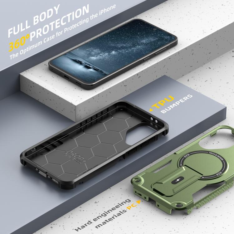 For Samsung Galaxy A36 / A56 5G Armor MagSafe Holder PC Hybrid TPU Phone Case