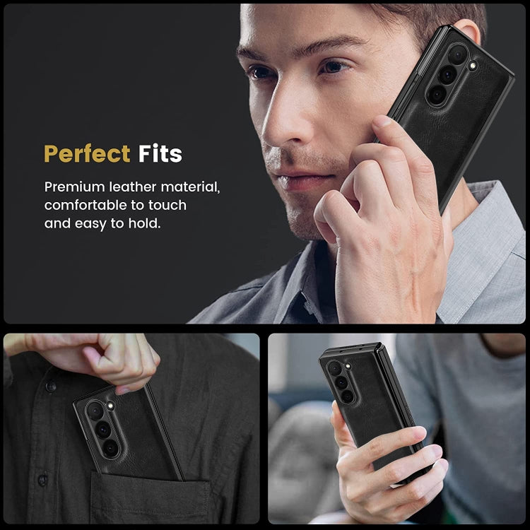 For Samsung Galaxy Z Fold5 VIETAO Crazy Horse Texture PU Phone Case