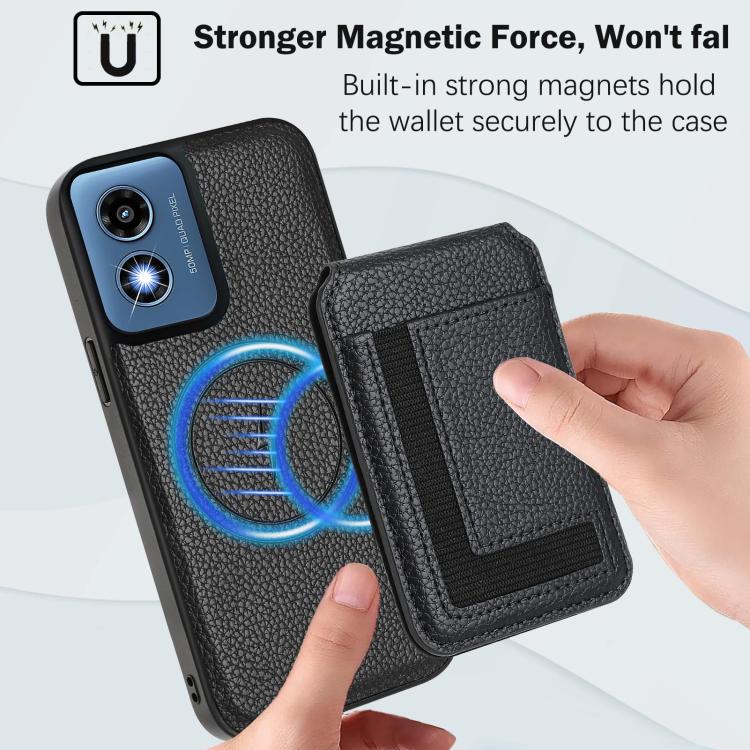 For Motorola Moto G Play 2024 4G CX01 Detachable Magsafe Magnetic Card Bag Phone Case
