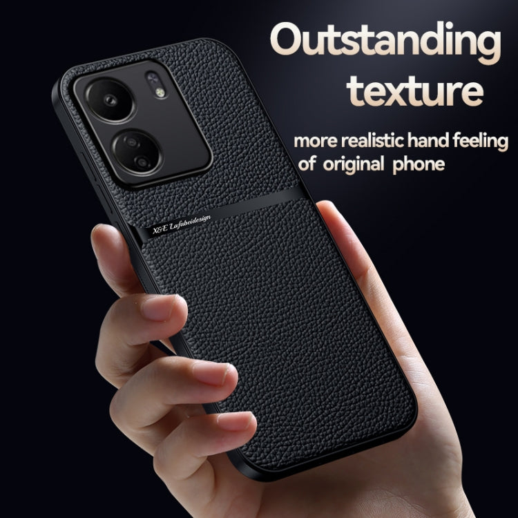 For Redmi 13C Litchi Leather Magnetic Full Coverage Shockproof Phone Case