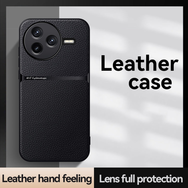 For Redmi K80 Litchi Leather Magnetic Full Coverage Shockproof Phone Case