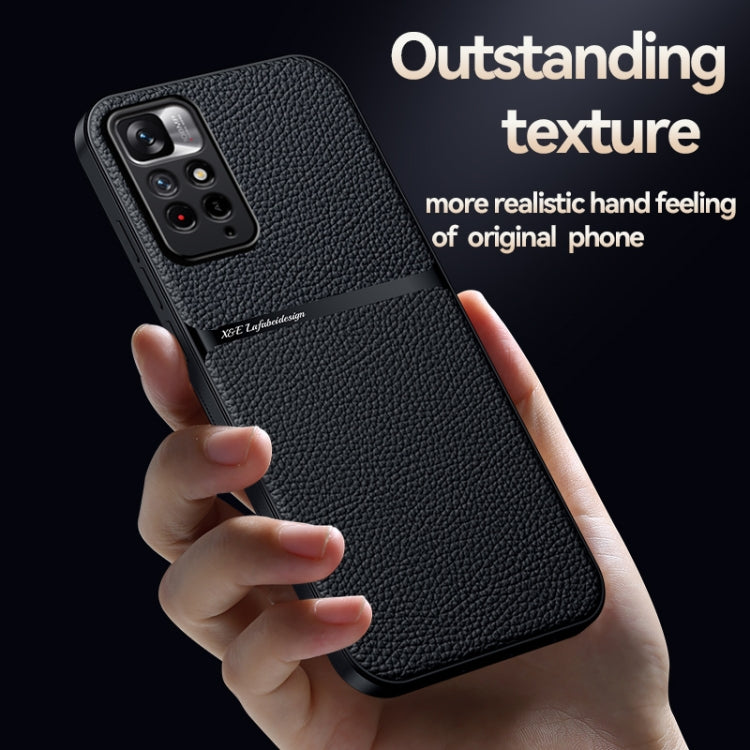 For Redmi Note 11 4G Litchi Leather Magnetic Full Coverage Shockproof Phone Case