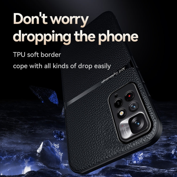 For Redmi Note 11 4G Litchi Leather Magnetic Full Coverage Shockproof Phone Case