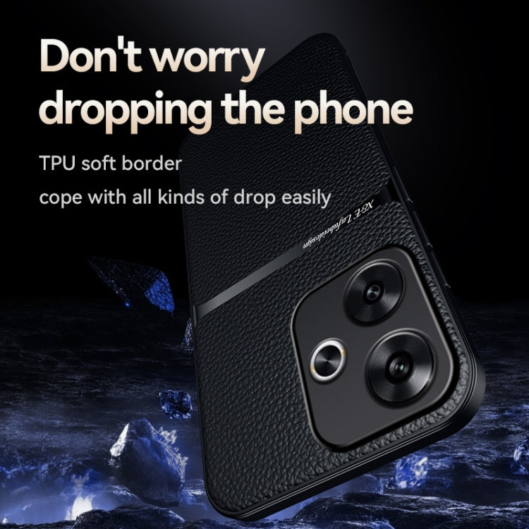 For Redmi Turbo 3 / Xiaomi Poco F6 Litchi Leather Magnetic Full Coverage Shockproof Phone Case