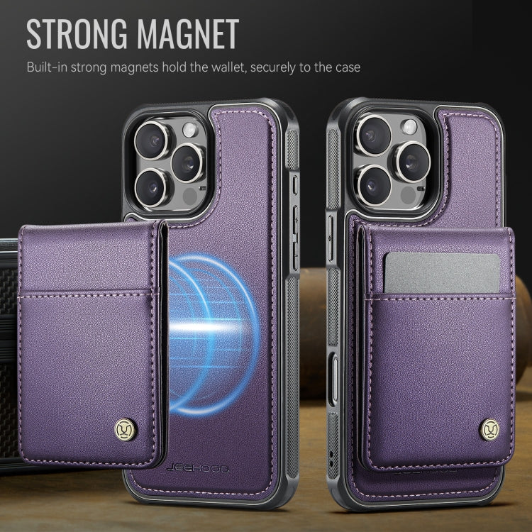 For iPhone 16 Pro Max JEEHOOD J06 British Style RFID MagSafe Card Bag PU Phone Case