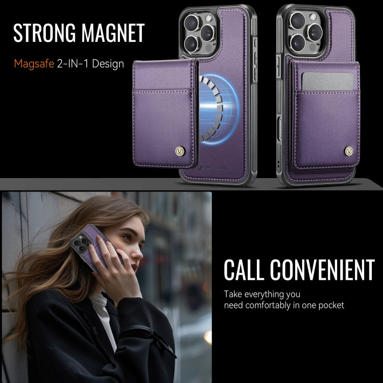 For iPhone 16 Pro Max JEEHOOD J06 British Style RFID MagSafe Card Bag PU Phone Case