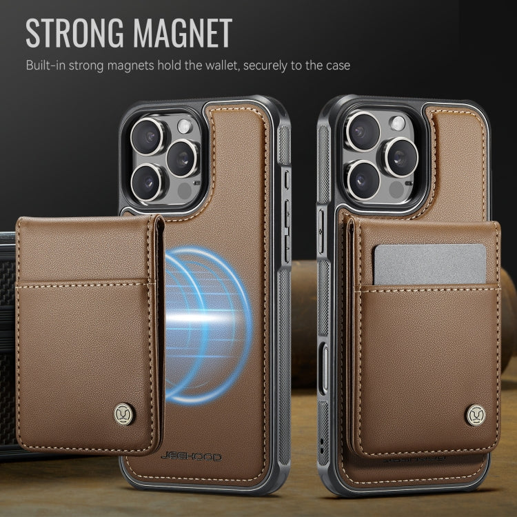 For iPhone 16 Pro Max JEEHOOD J06 British Style RFID MagSafe Card Bag PU Phone Case