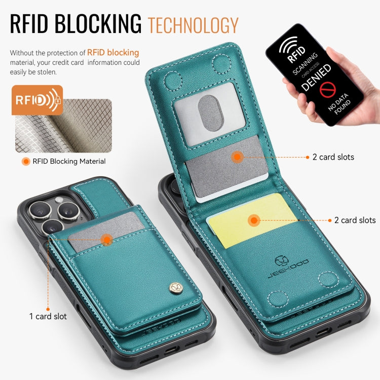 For iPhone 16 Pro Max JEEHOOD J06 British Style RFID MagSafe Card Bag PU Phone Case