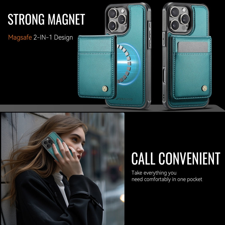 For iPhone 16 Pro Max JEEHOOD J06 British Style RFID MagSafe Card Bag PU Phone Case