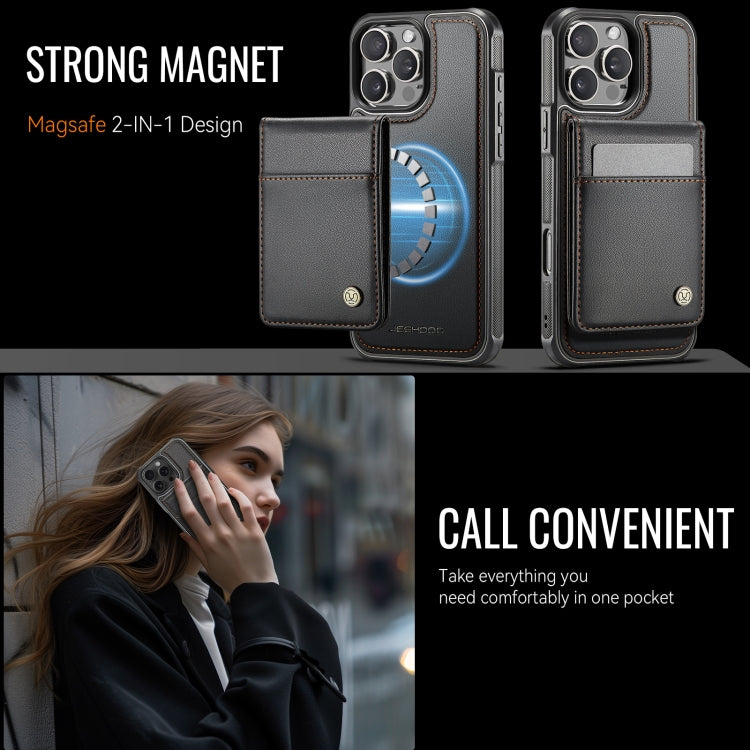For iPhone 16 Pro Max JEEHOOD J06 British Style RFID MagSafe Card Bag PU Phone Case