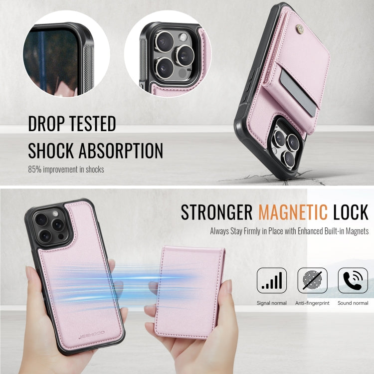 For iPhone 16 Pro Max JEEHOOD J06 British Style RFID MagSafe Card Bag PU Phone Case