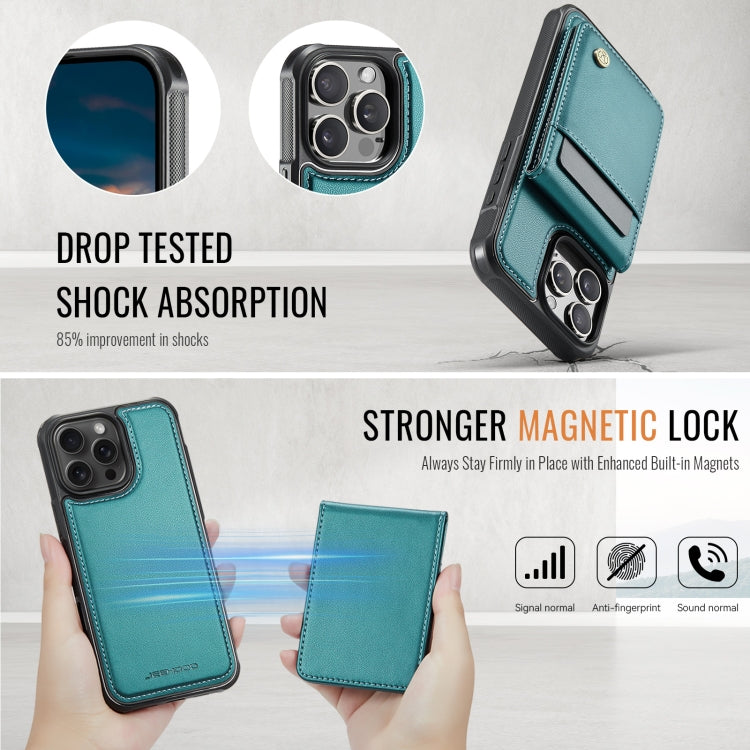 For iPhone 16 Pro JEEHOOD J06 British Style RFID MagSafe Card Bag PU Phone Case