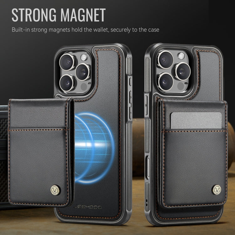 For iPhone 16 Pro JEEHOOD J06 British Style RFID MagSafe Card Bag PU Phone Case