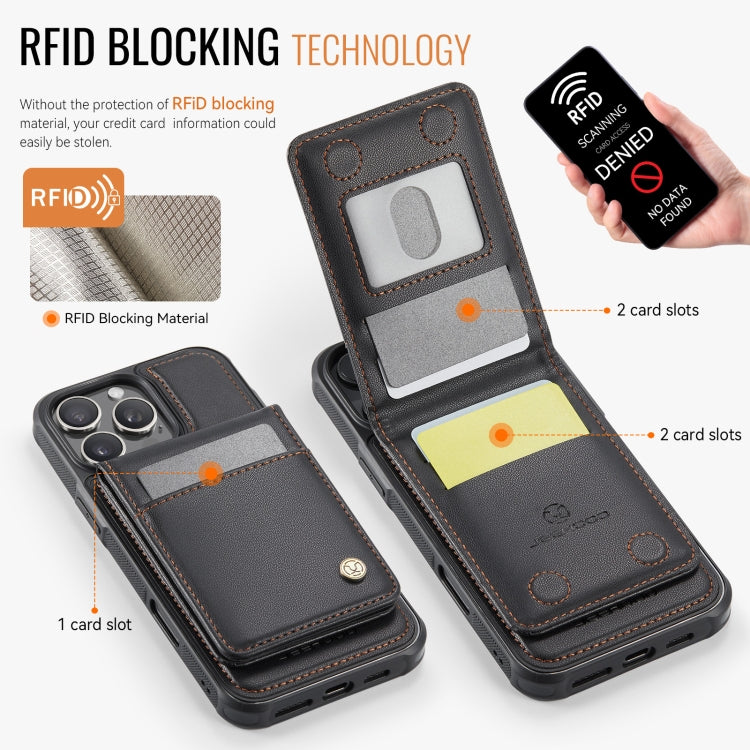 For iPhone 16 Pro JEEHOOD J06 British Style RFID MagSafe Card Bag PU Phone Case