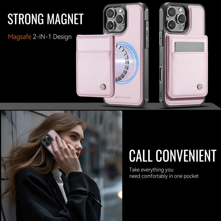 For iPhone 16 Pro JEEHOOD J06 British Style RFID MagSafe Card Bag PU Phone Case