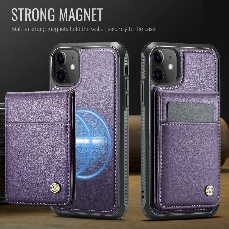 For iPhone 11 JEEHOOD J06 British Style RFID MagSafe Card Bag PU Phone Case