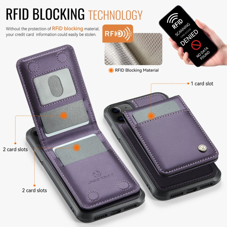 For iPhone 11 JEEHOOD J06 British Style RFID MagSafe Card Bag PU Phone Case
