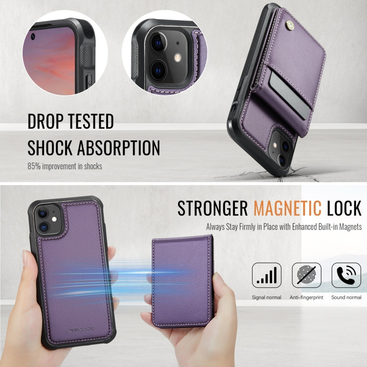For iPhone 11 JEEHOOD J06 British Style RFID MagSafe Card Bag PU Phone Case