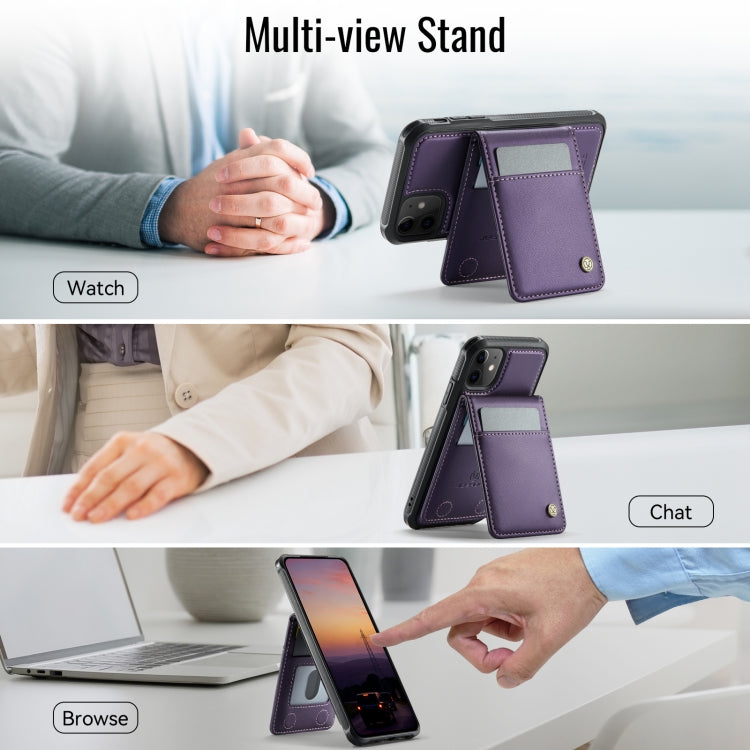 For iPhone 11 JEEHOOD J06 British Style RFID MagSafe Card Bag PU Phone Case