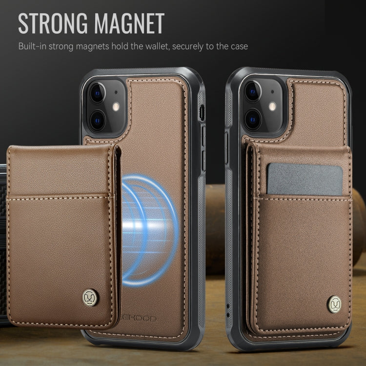 For iPhone 11 JEEHOOD J06 British Style RFID MagSafe Card Bag PU Phone Case